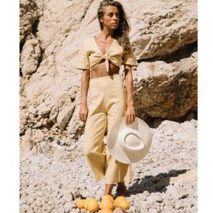 Two piece yellow linen set